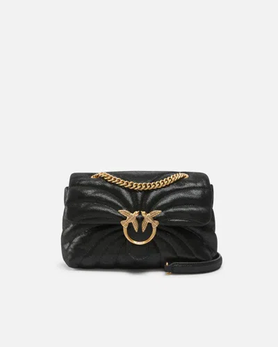 Pinko Medium Love Bag Puff Butterfly Suede Glitter Shoulder Bag