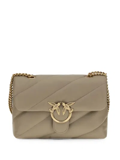 Pinko Medium Love Bag Quilted Leather Shoulder Bag In Brown