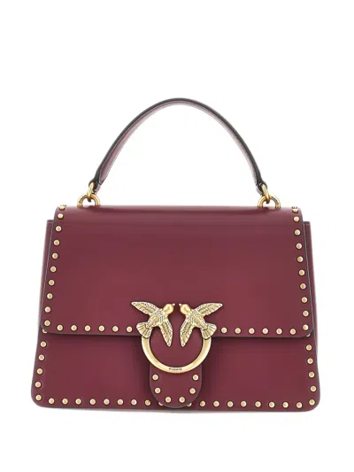 Pinko Medium Love Birds Stud-embellished Tote Bag In Purple