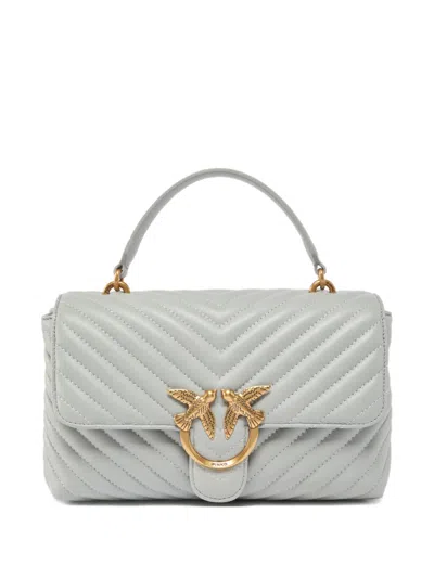 Pinko Medium Love Chevron-quilted Appliqué Tote Bag In Gray