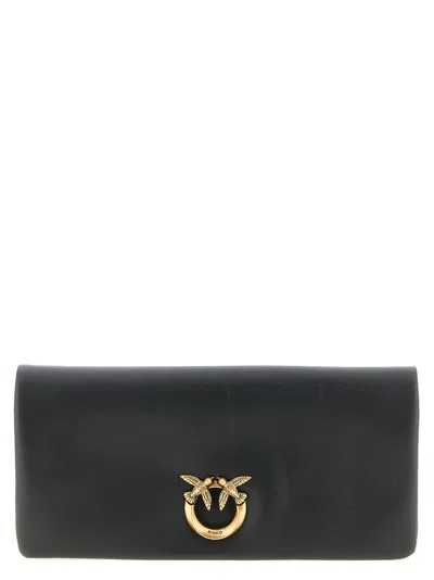 Pinko Click Soft Horizontal Leather Crossbody Ba In Black