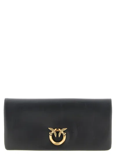 Pinko Medium Love Click Soft Horizontal Clutch Bag In Black