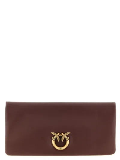 Pinko Medium Love Click Soft Horizontal Clutch Bag In Burgundy