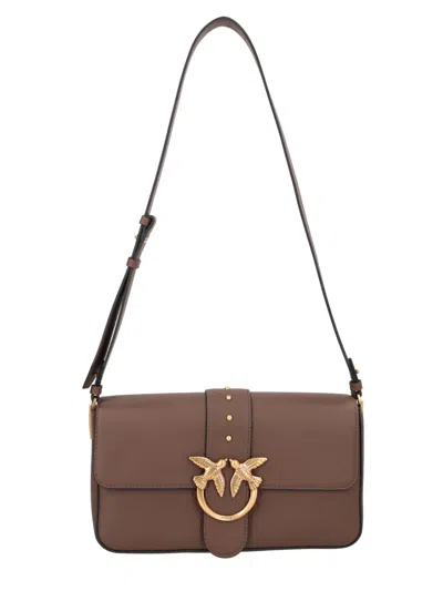 Pinko Medium Love Handbag In Brown