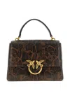 Pinko Medium Love One Light Python-print Handbag In Brown