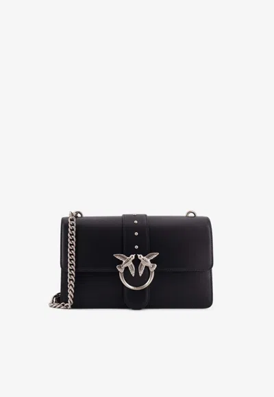Pinko Love One Leather Crossbody Bag In Black