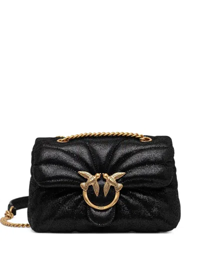 Pinko Medium Love Puff Quilted-effect Cross Body Bag In Black