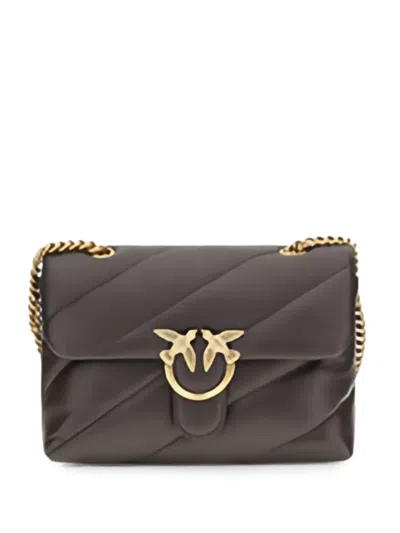 Pinko Medium Love Quilted Leather Shoulder Bag In Brown