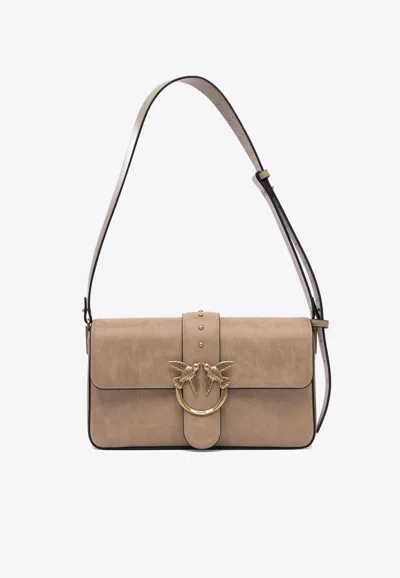 Pinko Medium Love Slouchy Shoulder Bag In Sand