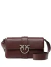Pinko Medium Love Studded Bird Leather Shoulder Bag In Brown