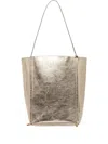 Pinko Medium Metallic-effect Leather Tote Bag In Gold