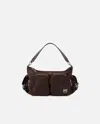Pinko Medium Satin Camera Bag With Love Birds Logo In Brown