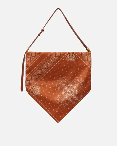 Pinko Medium Size Scarf Shoulder Bag In Bandana Print Fabric