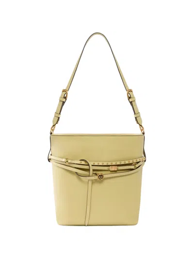 Pinko Medium Studded-strap Bucket Bag In Yellow