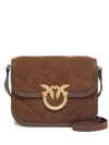 Pinko Medium Suede Texture Shoulder Bag In Brown