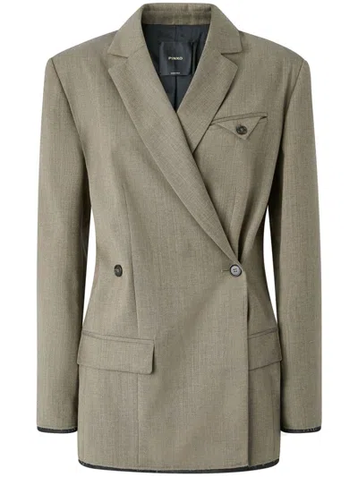 Pinko Mélange-effect Blazer In L67 Brown Water Bottle
