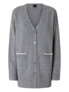 Pinko Long V-neck Cardigan In Gray