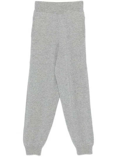 Pinko Cashmere-blend Knit Joggers In Silver