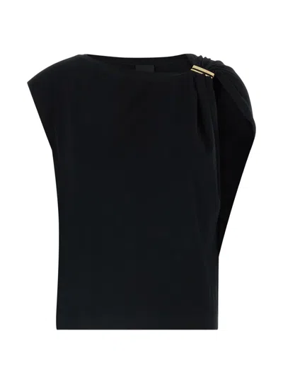 Pinko Melody Top Draped Detail Gold Tone Hardware In Black