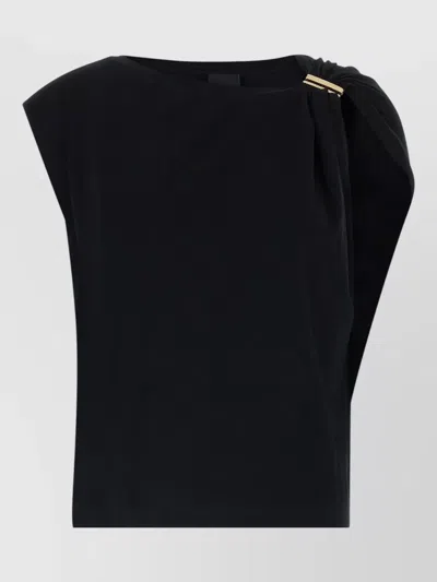 Pinko Melody Top Draped Detail Gold Tone Hardware In Black
