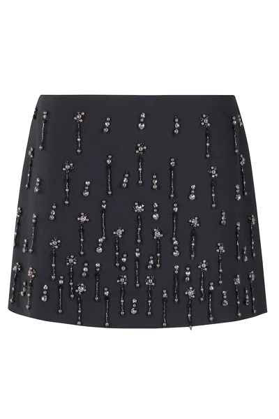 Pinko Miniskirt Memory With Crystals And Pearls In Black