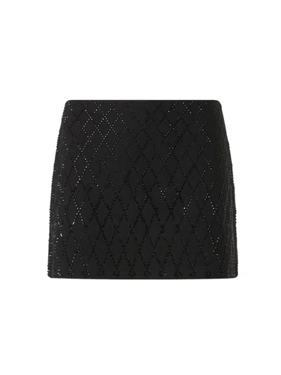 Pinko Memory Mini Skirt With Crystals In Black