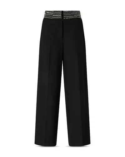 Pinko Mercedes Tech Stretch Embellished Waistband Pants In Black