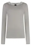 Pinko Merci Jersey Long Sleeve T-shirt In Gray