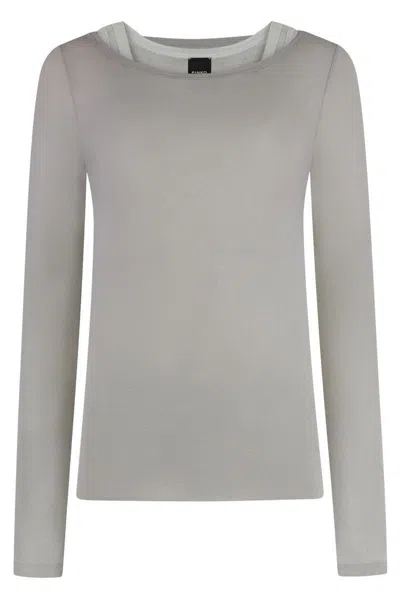 Pinko Merci Jersey Long Sleeve T-shirt In Grey