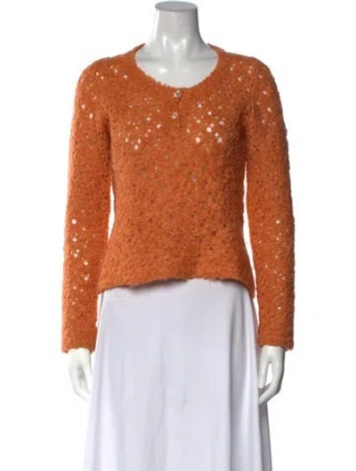 Pre-owned Pinko Merino Wool Patterned Sweater In Orange