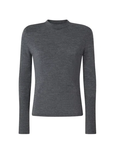 Pinko Merino-wool Sweater With Removable Shoulder Pads In Gray