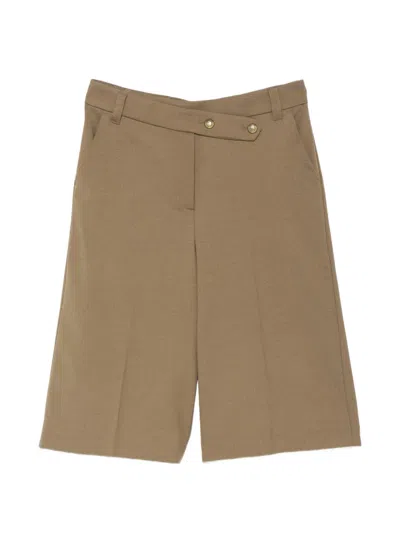 Pinko Merlot Asymmetric-waistband Tailored Shorts In Brown