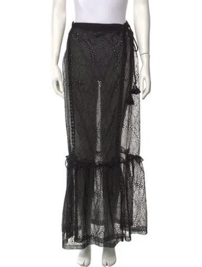 Pre-owned Pinko Mesh Accents Long Skirt In Black
