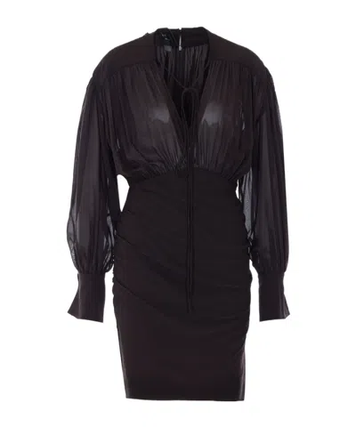 Pinko Long-sleeved Dress In Black