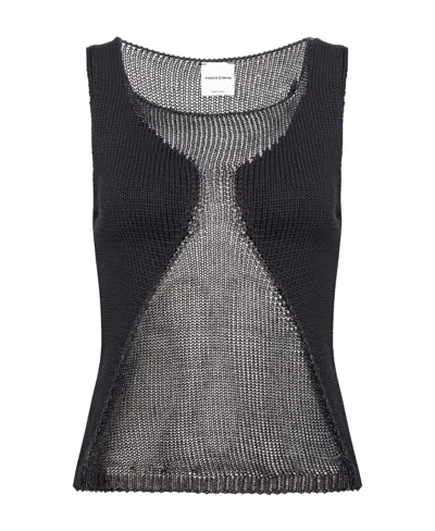 Pinko Mesh Tank Top In Black