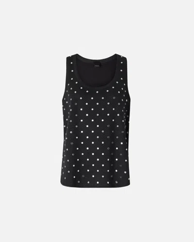 Pinko - Mesh Vest Top With Mirror Detail - L In Black