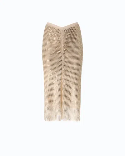 Pinko Crystal-embellished Ruched Skirt In Brown