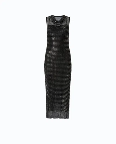 Pinko Crystal-embellished Mesh-knit Midi Dress In Brown