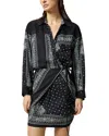 Pinko Mini-robe Chemise À Imprimé Bandana In Black/lime