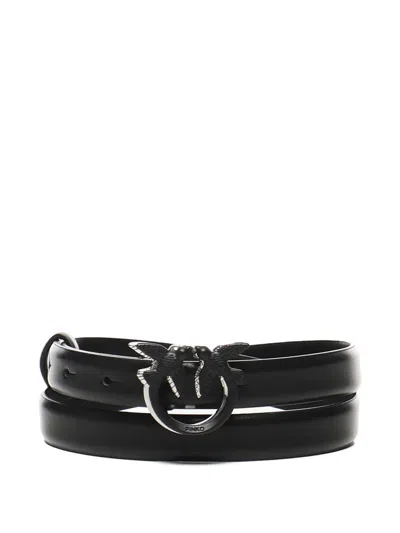 Pinko Metal-buckle Leather Belt In Black