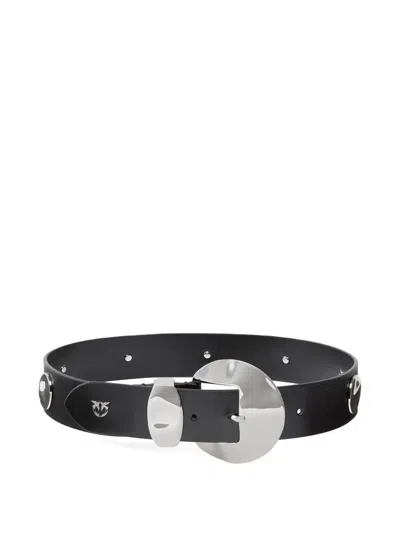 PINKO METALLIC-BUCKLE STUDDED BELT