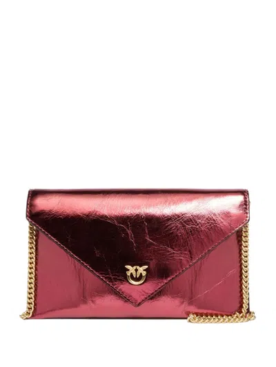 Pinko Metallic Calfskin Chain Clutch Bag