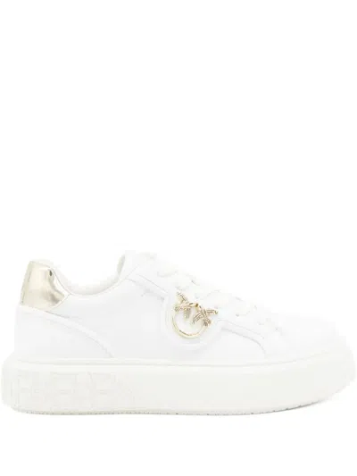 Pinko Metallic-detail Bird-embellishment Sneakers In White