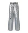 Pinko Loose-fit Laminated Denim Jeans In Gray