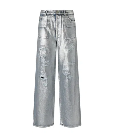 PINKO METALLIC DISTRESSED JEANS