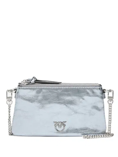 Pinko Metallic Double-zip Cross Body Bag In Blue