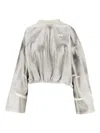 Pinko Metallic-effect Elasticated-hem Sweatshirt In Gray