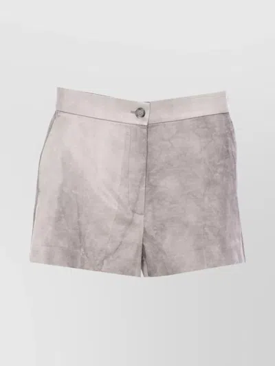 Pinko Metallic Effect Shorts With Back And Side Pockets In Gray