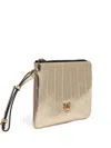 Pinko Metallic-effect Zip Clutch In Brown