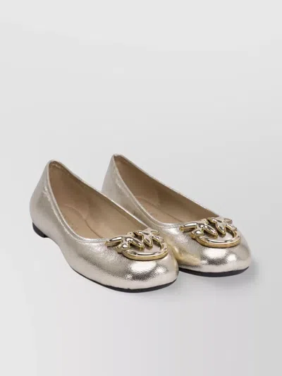 PINKO METALLIC EMBLEM BALLERINA SHOES
